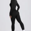 Salopetă lungă fără cusături Super Sculpt, negru