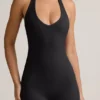 Salopetă scurtă fără spate cu nervuri din modal Shelly, negru Salopetă scurtă fără spate cu nervuri din modal Shelly, negru