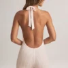 Salopetă scurta fără spate cu nervuri din modal Shelly, cu imprimeu în dungi Salopetă scurta fără spate cu nervuri din modal Shelly, cu imprimeu în dungi