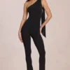 Salopeta Alira din modal cu un umăr, negru Salopeta Alira din modal cu un umăr, negru