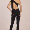 Salopeta Alira din modal cu un umăr, negru Salopeta Alira din modal cu un umăr, negru
