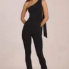 Salopeta Alira din modal cu un umăr, negru Salopeta Alira din modal cu un umăr, negru