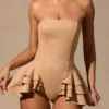 Salopeta corset cu volane și șireturi Marivelle, culoare bej Salopeta corset cu volane și șireturi Marivelle, culoare bej