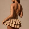 Salopeta corset cu volane și șireturi Marivelle, culoare bej Salopeta corset cu volane și șireturi Marivelle, culoare bej