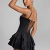 Salopeta corset cu volane și șireturi Priaska, negru Salopeta corset cu volane și șireturi Priaska, negru