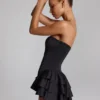 Salopeta corset cu volane și șireturi Priaska, negru Salopeta corset cu volane și șireturi Priaska, negru