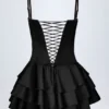 Salopeta corset cu volane și șireturi Priaska, negru Salopeta corset cu volane și șireturi Priaska, negru