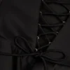 Salopeta corset cu volane și șireturi Priaska, negru Salopeta corset cu volane și șireturi Priaska, negru
