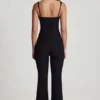 Salopeta Elanie cu guler rotund, corset și picioare evazate, în negru Salopeta Elanie cu guler rotund, corset și picioare evazate, în negru
