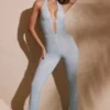 Salopeta Ramona Petite cu decolteu adânc și ornamente, în culoarea Aqua Salopeta Ramona Petite cu decolteu adânc și ornamente, în culoarea Aqua