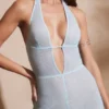 Salopeta Ramona Petite cu decolteu adânc și ornamente, în culoarea Aqua Salopeta Ramona Petite cu decolteu adânc și ornamente, în culoarea Aqua