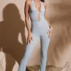 Salopeta Ramona Petite cu decolteu adânc și ornamente, în culoarea Aqua Salopeta Ramona Petite cu decolteu adânc și ornamente, în culoarea Aqua