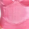 Salopeta scurta corset din satin Romera, roz