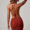 Sarong cu legături laterale Signature în portocaliu apus de soare Sarong cu legături laterale Signature în portocaliu apus de soare