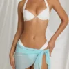 Sarong Elvire cu legături laterale, albastru aqua