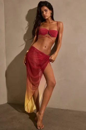 Sarong midi cu volane Gelato în galben multicolor Sarong midi cu volane Gelato în galben multicolor