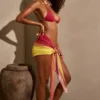 Sarong mini cu legătură în față Spritz în galben multicolor