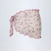 Sarong Molinas cu legături laterale, cu imprimeu floral roșu