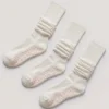 Set de 3 perechi de șosete Pilates, culoare lapte Set de 3 perechi de șosete Pilates, culoare lapte