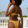 Slip de bikini hipster din țesătură șifonată, în nuanța Marigold Slip de bikini hipster din țesătură șifonată, în nuanța Marigold