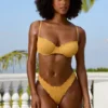 Slip de bikini hipster din țesătură șifonată, în nuanța Marigold Slip de bikini hipster din țesătură șifonată, în nuanța Marigold
