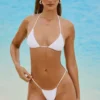 Slipuri de bikini Bali cu șnur și ornamente, în culoarea alb Slipuri de bikini Bali cu șnur și ornamente, în culoarea alb