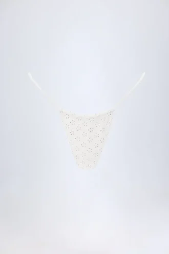 Slipuri de bikini Bosa cu șnur, cu broderie englezească, în culoarea alb Slipuri de bikini Bosa cu șnur, cu broderie englezească, în culoarea alb