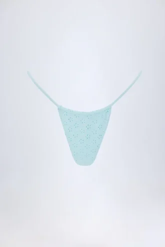 Slipuri de bikini Bosa cu șnur și broderie englezească, albastru pudră Slipuri de bikini Bosa cu șnur și broderie englezească, albastru pudră