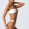 Slipuri de bikini cu bretele late și decorațiuni Sunray, în culoarea alb Slipuri de bikini cu bretele late și decorațiuni Sunray, în culoarea alb