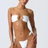 Slipuri de bikini cu bretele late și decorațiuni Sunray, în culoarea alb Slipuri de bikini cu bretele late și decorațiuni Sunray, în culoarea alb