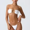 Slipuri de bikini cu bretele late și decorațiuni Sunray, în culoarea alb Slipuri de bikini cu bretele late și decorațiuni Sunray, în culoarea alb