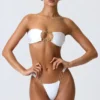 Slipuri de bikini cu bretele late și decorațiuni Sunray, în culoarea alb Slipuri de bikini cu bretele late și decorațiuni Sunray, în culoarea alb