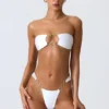 Slipuri de bikini cu bretele late și decorațiuni Sunray, în culoarea alb Slipuri de bikini cu bretele late și decorațiuni Sunray, în culoarea alb