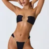 Slipuri de bikini cu bretele late și ornamente Sunray, negru Slipuri de bikini cu bretele late și ornamente Sunray, negru
