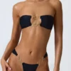 Slipuri de bikini cu bretele late și ornamente Sunray, negru Slipuri de bikini cu bretele late și ornamente Sunray, negru