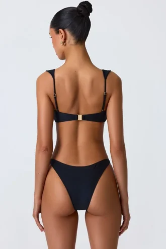 Slipuri de bikini cu decorațiuni Volute, negru
