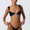 Slipuri de bikini cu decorațiuni Volute, negru