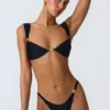 Slipuri de bikini cu decorațiuni Volute, negru