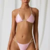 Slipuri de bikini cu două bretele și detalii cu perle Mabe, în roz pal Slipuri de bikini cu două bretele și detalii cu perle Mabe, în roz pal