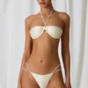 Slipuri de bikini cu două bretele și detalii din perle, Mabe, în culoarea alb perlat Slipuri de bikini cu două bretele și detalii din perle, Mabe, în culoarea alb perlat