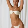 Slipuri de bikini cu două bretele și detalii din perle, Mabe, în culoarea alb perlat Slipuri de bikini cu două bretele și detalii din perle, Mabe, în culoarea alb perlat