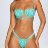 Topuri de bikini cu sârmă și bretele multiple Corsica, imprimeu albastru multicolor