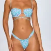 Top de bikini Corsica cu sârmă și bretele multiple, cu imprimeu pastelat multicolor