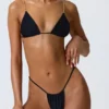 Slipuri de bikini cu volane Delray, negru Slipuri de bikini cu volane Delray, negru