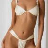 Slipuri de bikini cu volane Mahina, alb perlat
