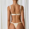 Slipuri de bikini cu volane Mahina, alb perlat