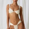Slipuri de bikini cu volane Mahina, alb perlat