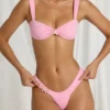 Top de bikini cu volane Valencia în roz bomboană