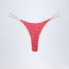 Slipuri de bikini Masia cu bretele duble, model Cheeky, în carouri roșii Slipuri de bikini Masia cu bretele duble, model Cheeky, în carouri roșii