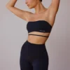 Sutien bandeau cu bretele încrucișate pe spate, negru Sutien bandeau cu bretele încrucișate pe spate, negru
